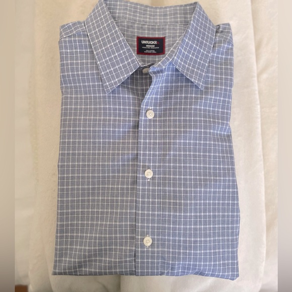UNTUCKit Shirt Men Medium Erryk-WF Blue, light blue, gray plaid button down - Picture 7 of 8